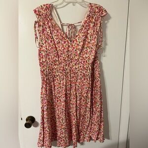 Time and Tru Pink and Yellow Floral Top